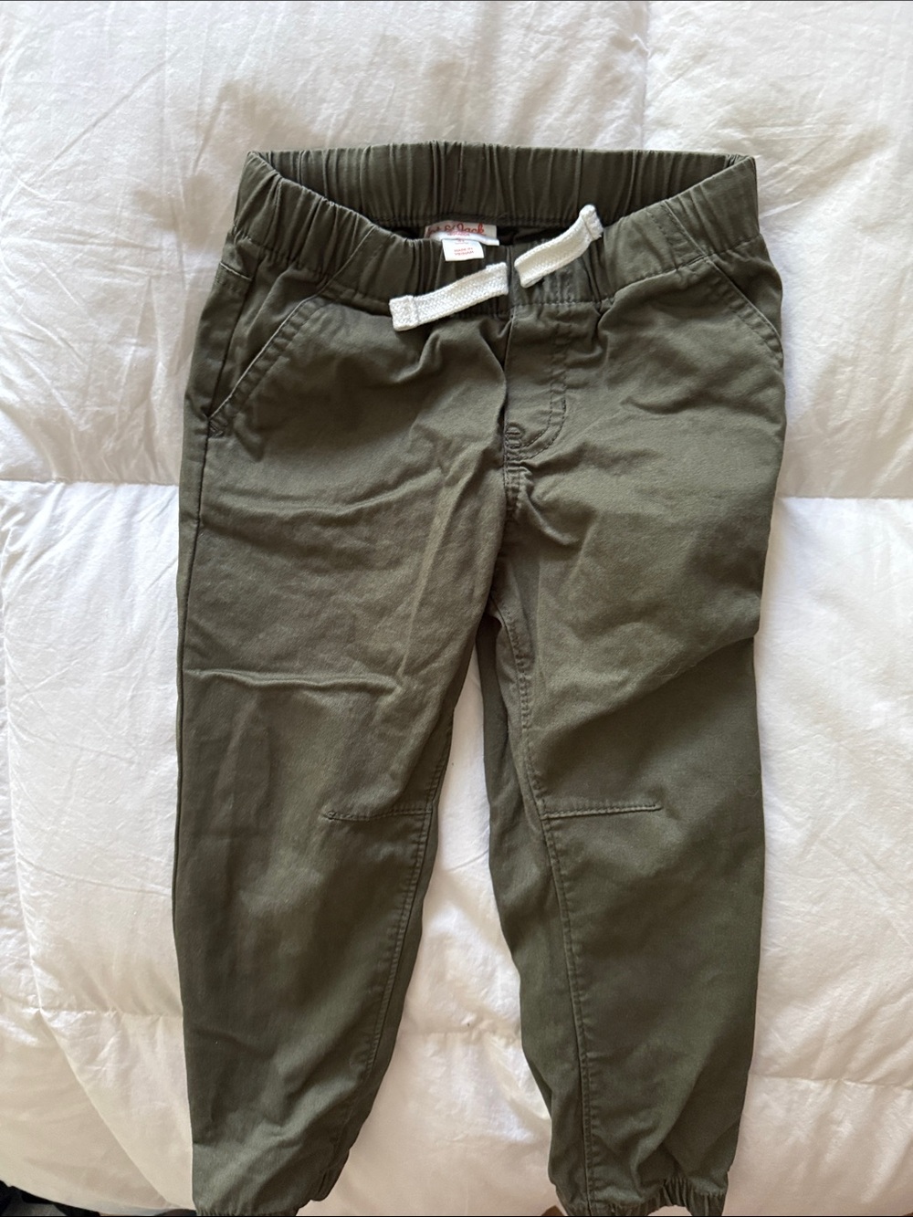 Cat & Jack Olive Green Joggers with White Drawcord